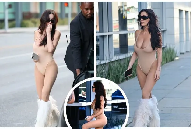 Bianca Censori looks like Kim Kardashian’s twin in nude bodysuit and knee-high fur boots