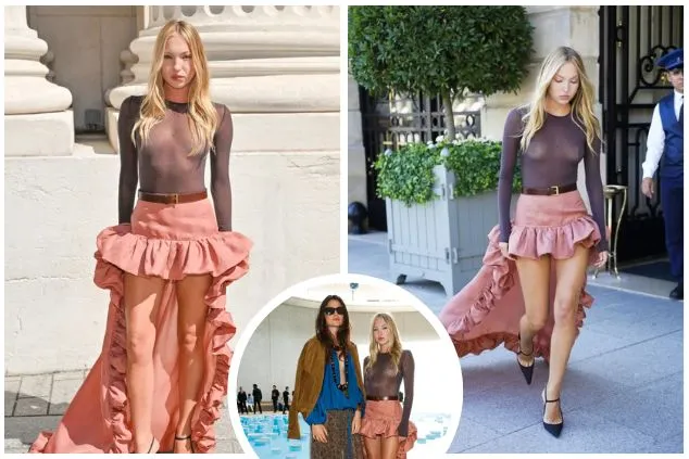 Lila Moss Steals the Spotlight in a Sheer Top at Paris Fashion Week
